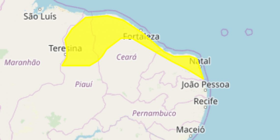 Instituto emite alerta de chuva com ‘perigo potencial’ e ventos de até 60 km por hora em 73 municípios do RN