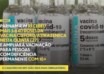 Covid-19: Parnamirim recebeu mais 3.640 doses da Astrazeneca e ampliará vacinação