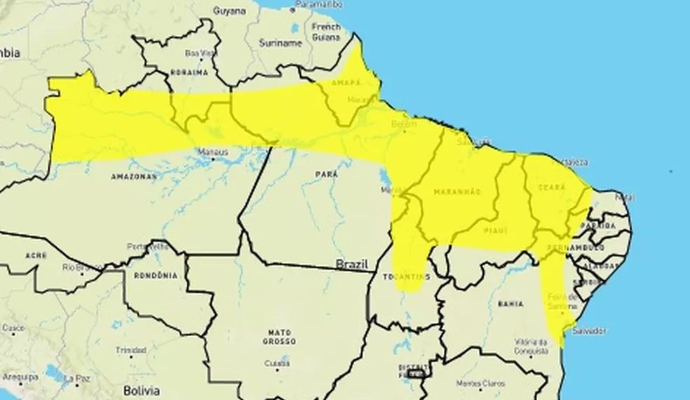 Inmet alerta para chuvas intensas em 49 cidades do RN