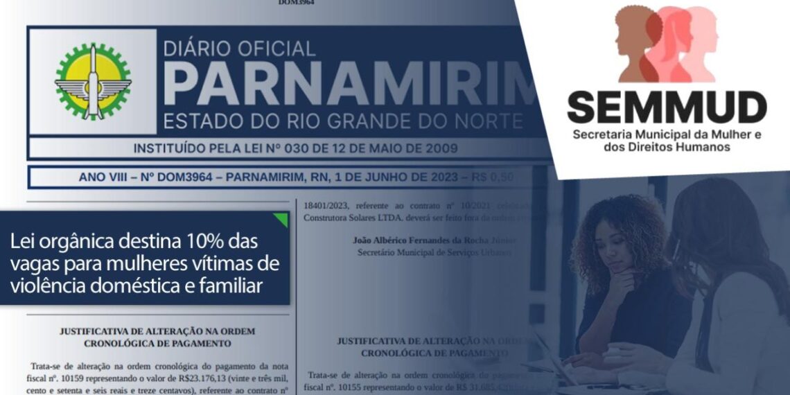 Parnamirim: Lei orgânica destina 10% das vagas para mulheres vítimas de violência doméstica e familiar