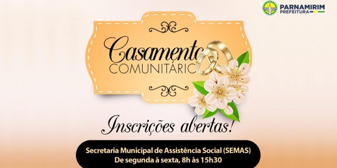 Prefeitura de Parnamirim abre inscrições para Casamento Comunitário