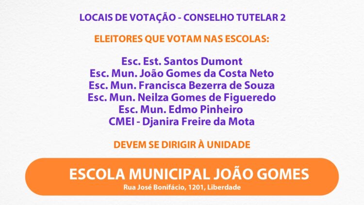 Conselho Tutelar: conheça os locais de votação em Parnamirim