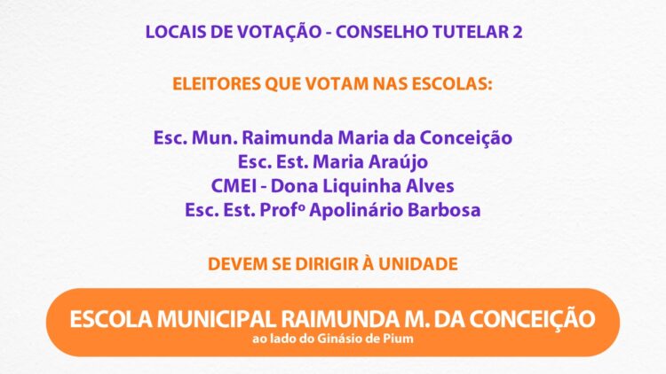 Conselho Tutelar: conheça os locais de votação em Parnamirim