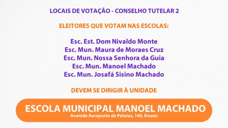 Conselho Tutelar: conheça os locais de votação em Parnamirim