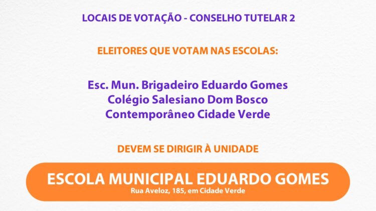 Conselho Tutelar: conheça os locais de votação em Parnamirim