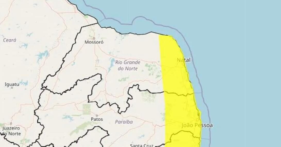 Inmet alerta para chuvas em Natal e mais 49 cidades até quinta-feira (22)