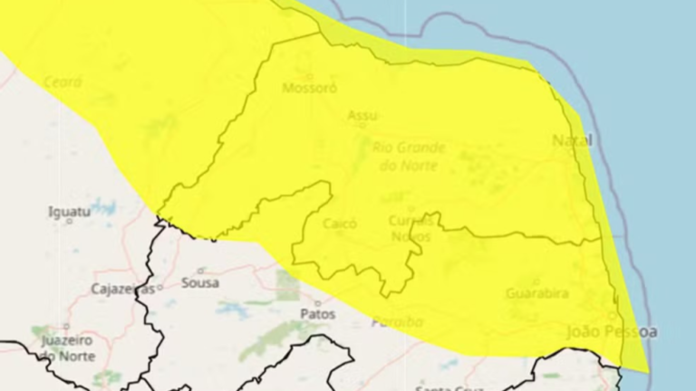 Inmet emite alerta de chuvas intensas para todo o Rio Grande do Norte