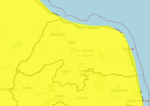 Inmet emite alerta duplo para o RN: vendaval atinge todo o estado e baixa umidade afeta 84 cidades; veja lista