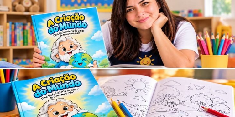 Educadora transforma história bíblica em livro de colorir para crianças