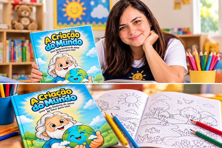 Educadora transforma história bíblica em livro de colorir para crianças