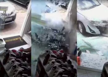 VÍDEO: Carro destrói vitrine e invade loja de calçados no interior do RN