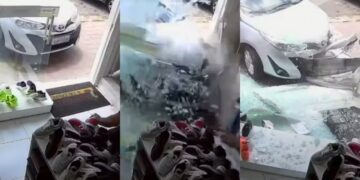 VÍDEO: Carro destrói vitrine e invade loja de calçados no interior do RN