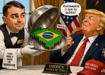 Flávio e Trump: o risco de o Brasil negociar suas riquezas de joelhos