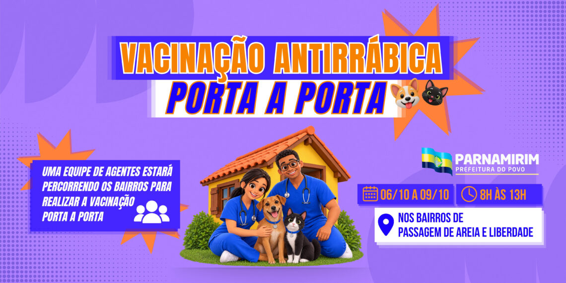 Vacinação antirrábica: Porta a porta segue nos bairros Passagem de Areia e Liberdade em Parnamirim